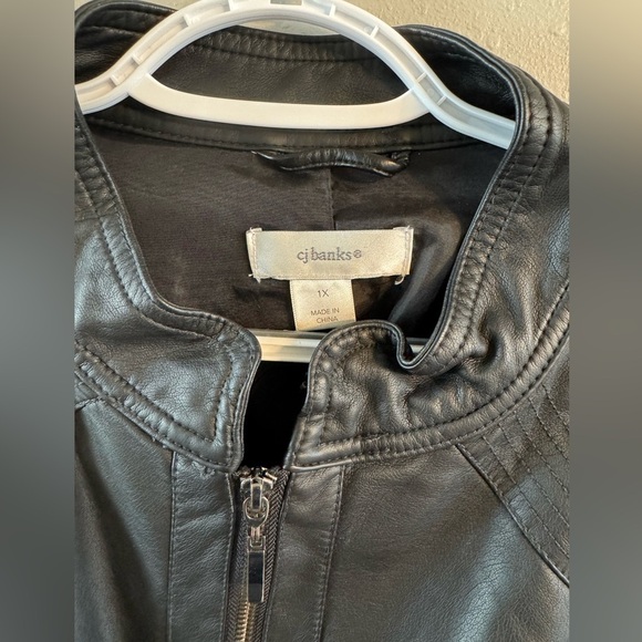 CJ Banks Charcoal Leather Jacket - Picture 2 of 4